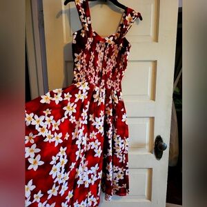 Made In Hawaii Red and White Floral Dress